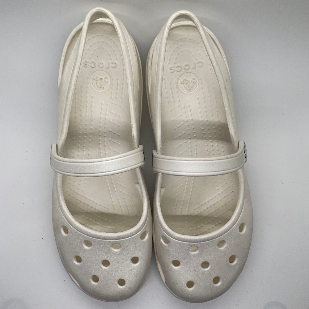 CROCS Women's Cream Pearl Mary Jane Sandals - Picture 2 of 5